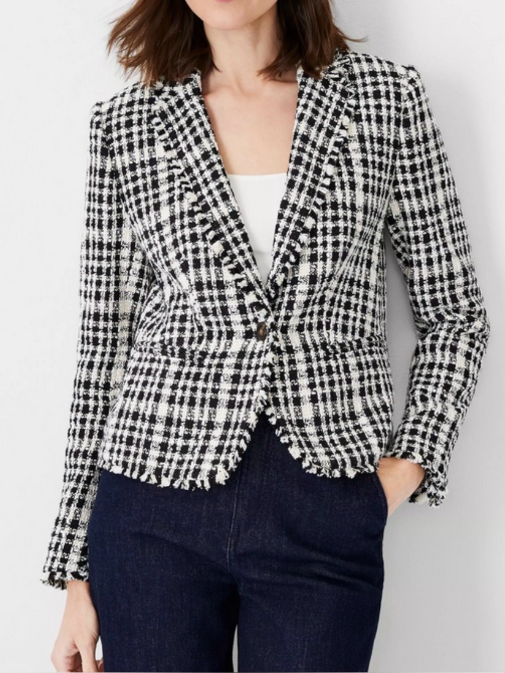 Ann Taylor The Newbury Blazer - Size 16 - black and white